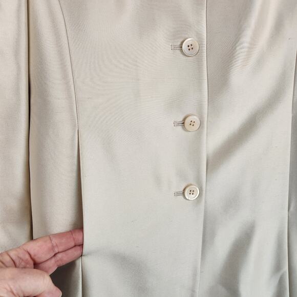 Ann Taylor 100% Cream Silk Sleeveless Vintage Dress & Coat Set  Women’s Size 6 - Picture 8 of 16